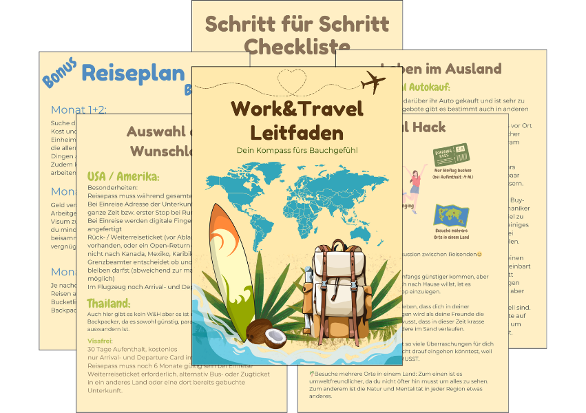 Work&Travel Leitfaden Set – Buch, Packliste und Rezeptbuch