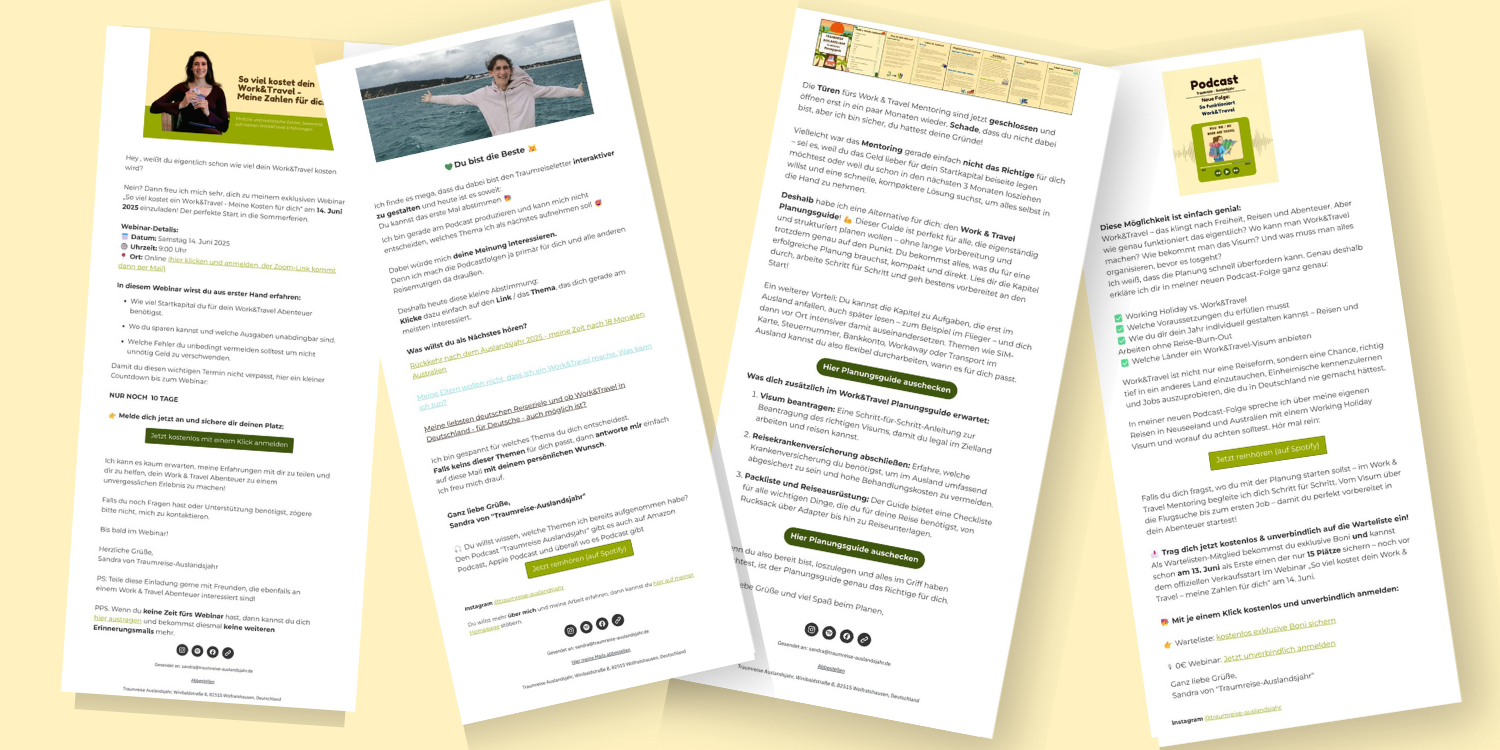 Vorschau der Traumreiseletter-Mails