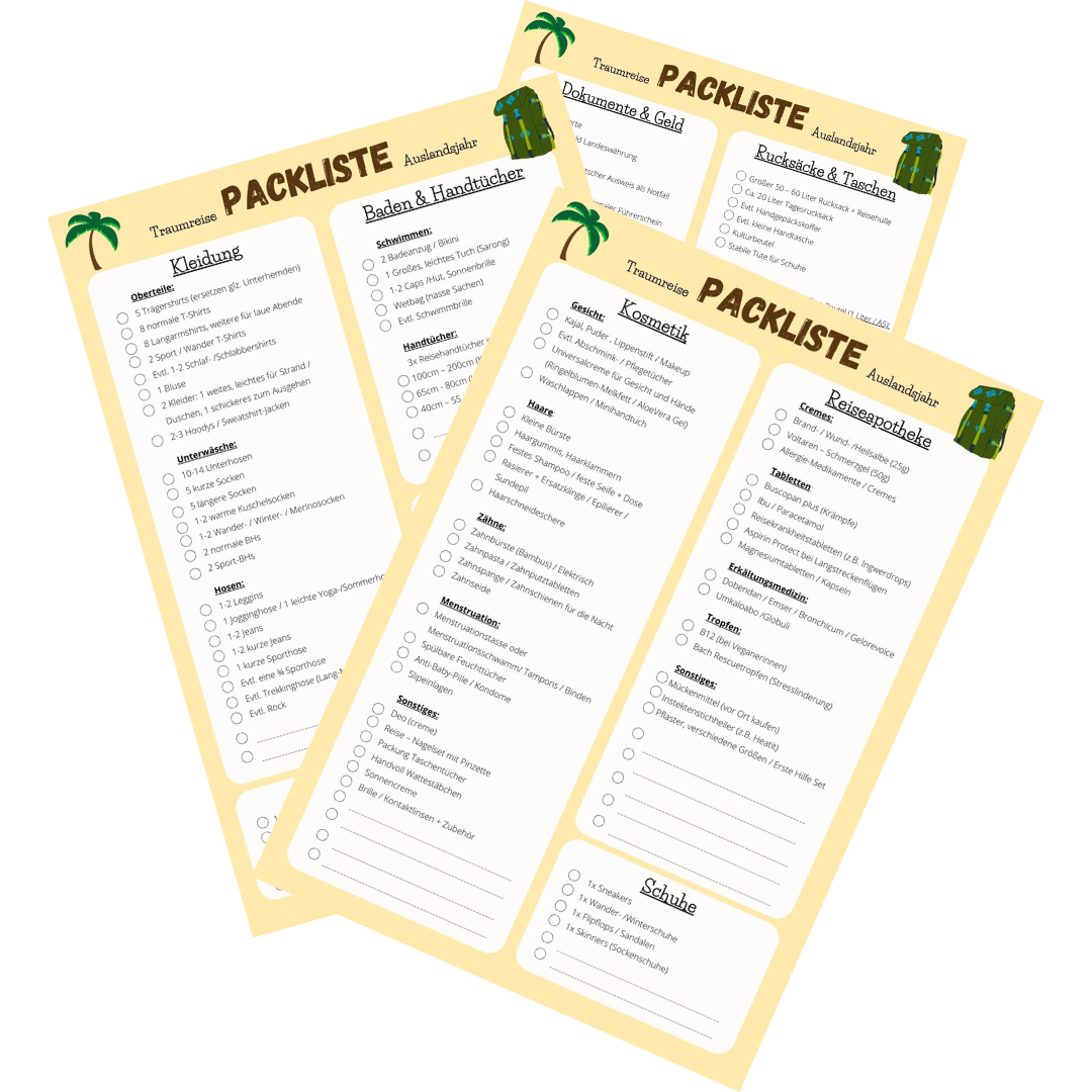 Packliste zum Work&Travel Leitfaden Set